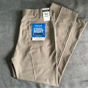 Haggar Mens Classic Fit Cool Right Khaki Dress Pants